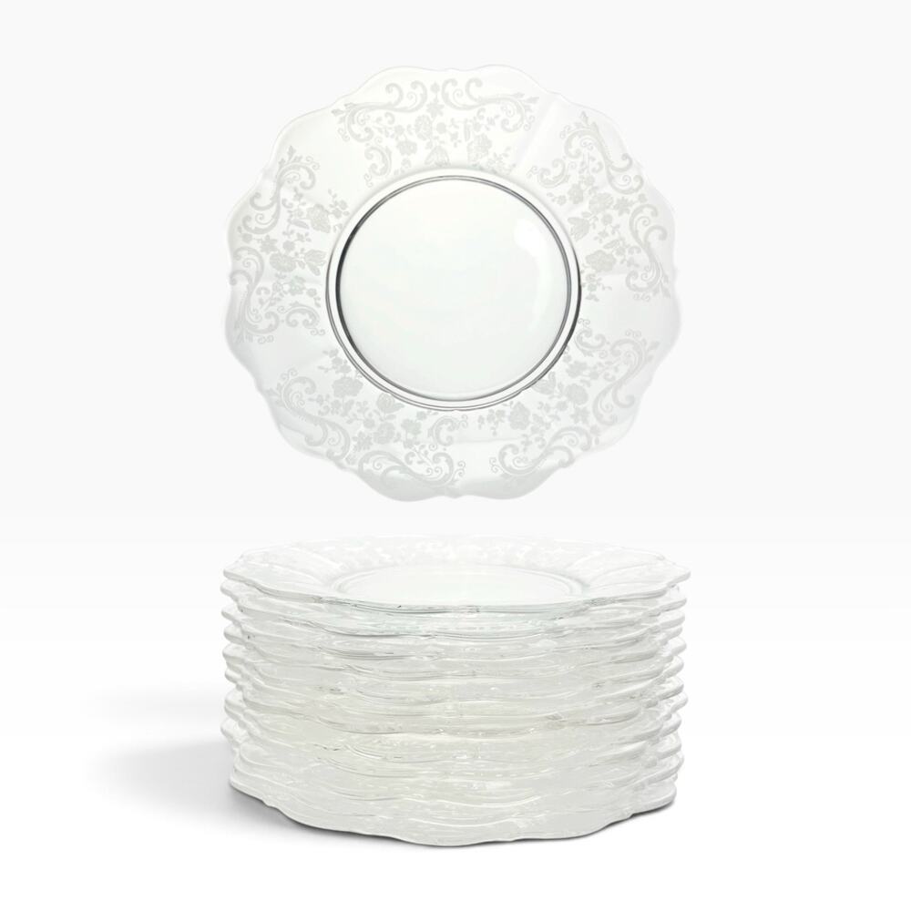 Cambridge “Chantilly” Set of 12 Glass Etched Salad or Luncheon Plates 8”